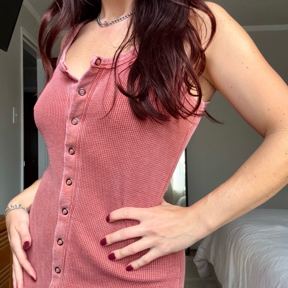 Free People Red Button-Down Dress